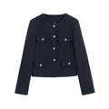Sunday Bouclé Button Coat - Navy Blue [ZJKH25W7]