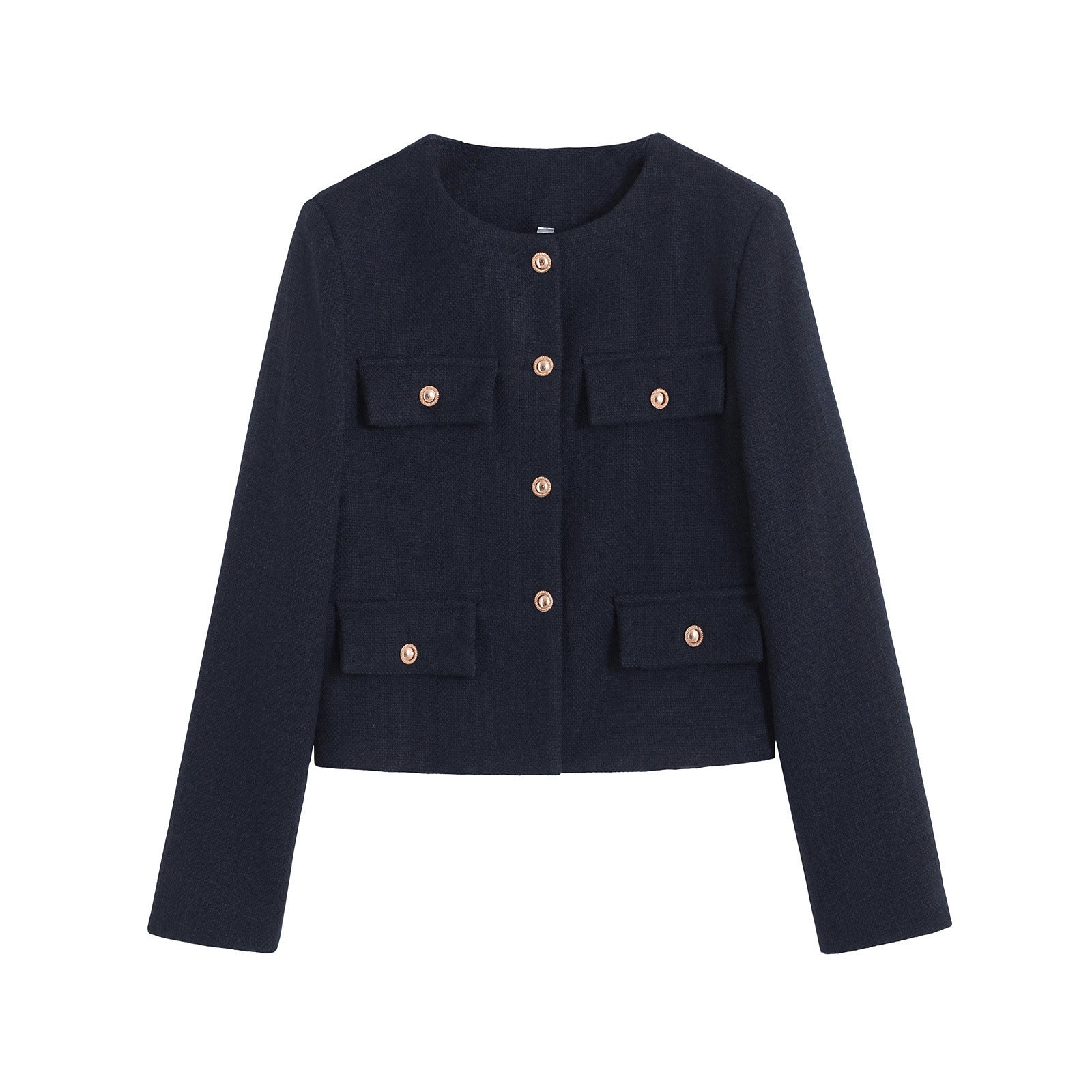 Sunday Bouclé Button Coat - Navy Blue [ZJKH25W7]