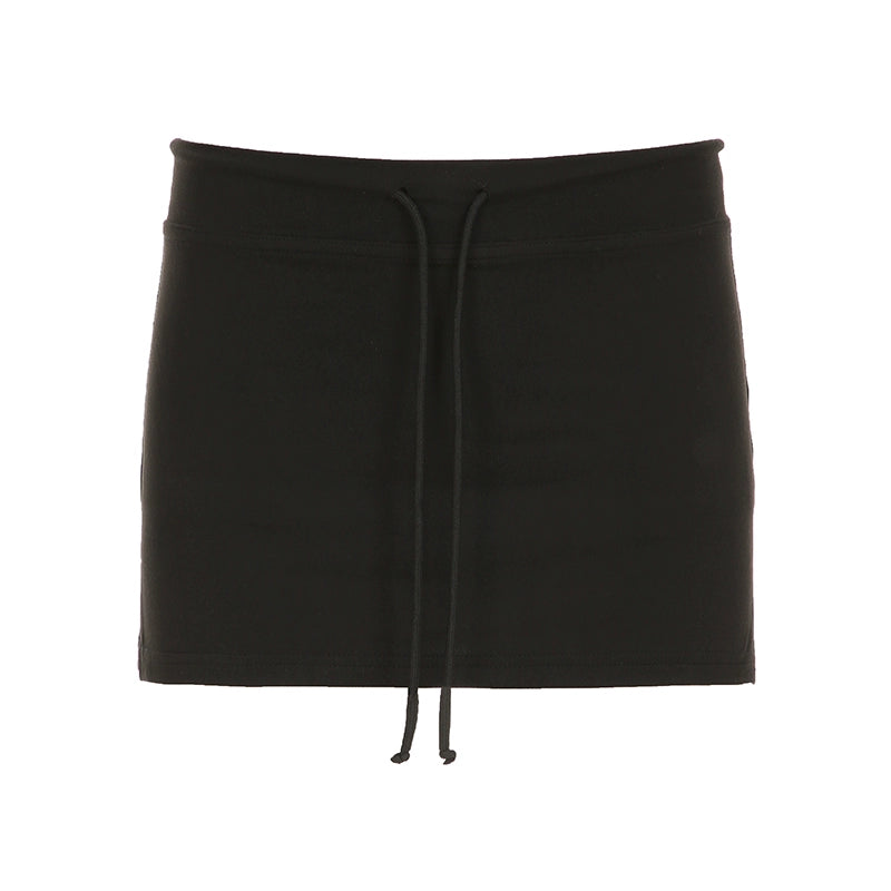 Jenna Knit Lace-Up Mini Skirt - Black [CHI3HSRV]