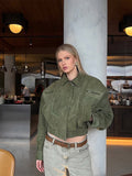 Anaiyah Biker Cropped Jacket - Green [A0QMF6YL]