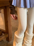 London Cozy Cable Knit Tights - Milky White [IWDCZAYB]