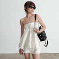 Polka Dot Lace Mini Dress - White [MENHVGUP]