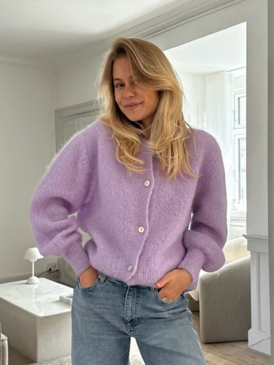 Lyrik Macaron Knit Cardigan - Lilac [WQB4KNC2]