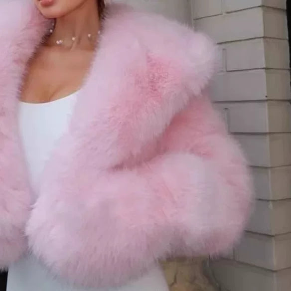 LaPose - Mary Pink Faux Fur Jacket - Pink Gloves Color