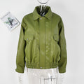 Koa Lapel Faux Leather Jacket - Green Leather Jacket [HA55SCBL]