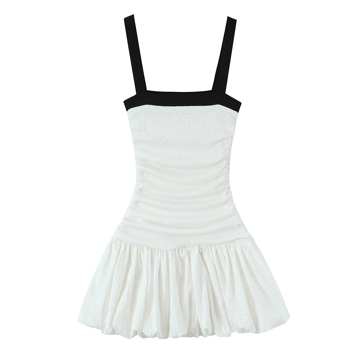 Zahara Contrast Trim Bubble Dress - White/Black [06Q2SR61]