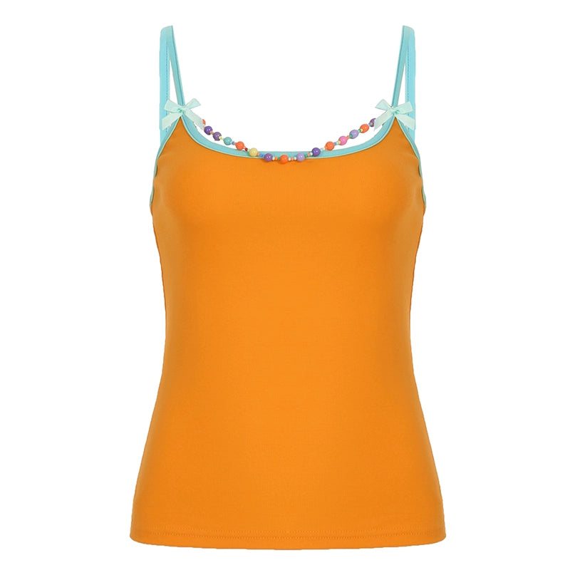 Jayana Beaded Bow Crop Top - Orange [54YVVAZD]