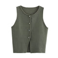 Novalee Cropped Knit Vest - Army Green [6L2T37VV]