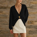 Caelyn Knitted V-neck Cardigan - Black [0BTM9Y9G]