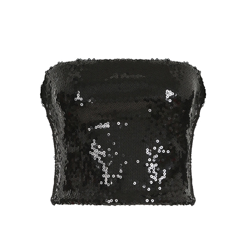 Prisha Strapless Sequin Top - Black [YVGO4W4C]