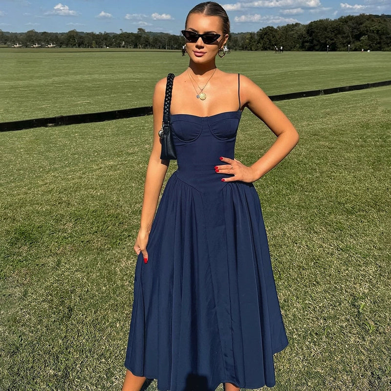Kadence Square Neck Maxi Dress - Navy