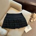 Maliah Tiered Lace Mini Skirt - Black [0SYDB8LZ]