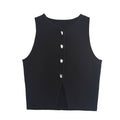 Novalee Cropped Knit Vest - Black [EZO54RHO]