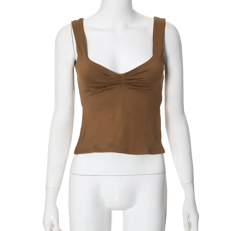 Ziona Backless Square Neck Crop Top - Yellow Brown [NIDP26E0]