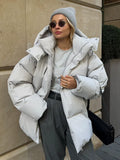 LaPose - Azul Oversized Hooded Puffer Jacket - Light Gray Color