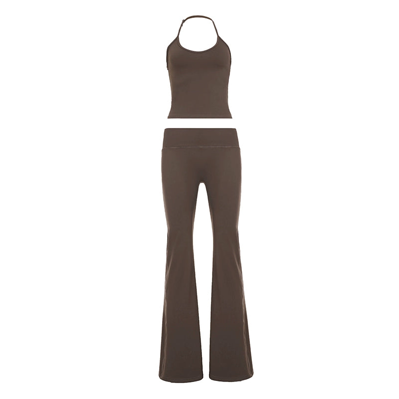 Samyra Halter Backless Pant Set - Brown [MYDY2MCS]