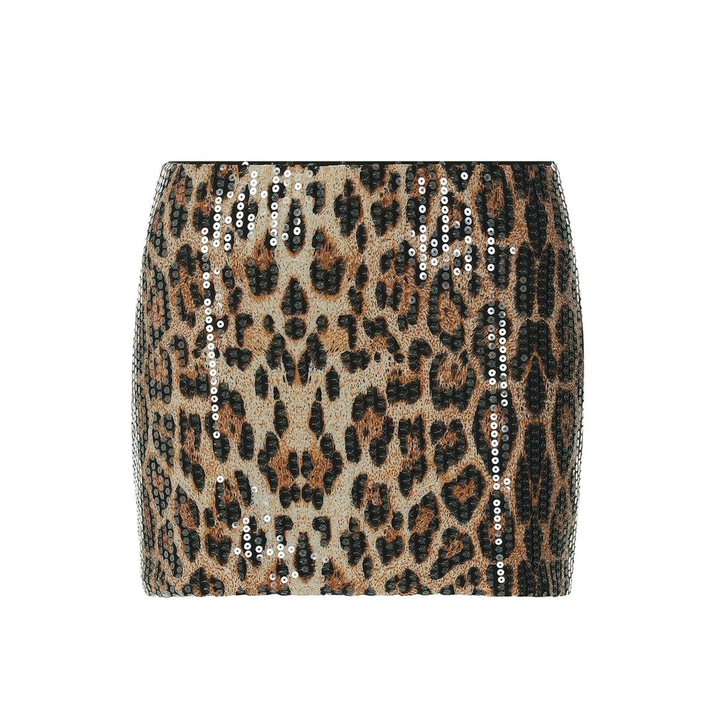 Kaleena Leopard Sequin Skirt Set - Leopard Color