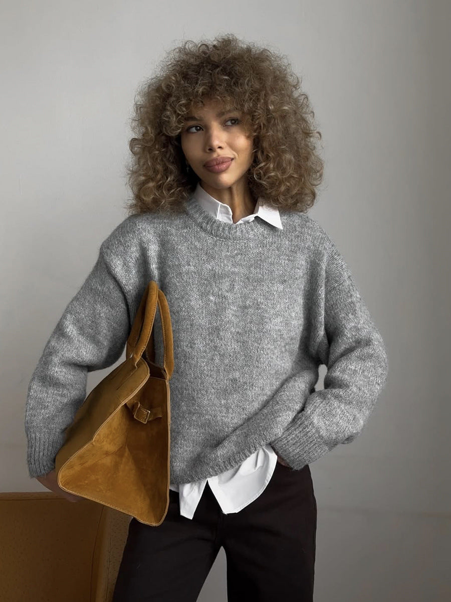 Jessie Colorblock Knit Sweater - Grey [LA8W571A]