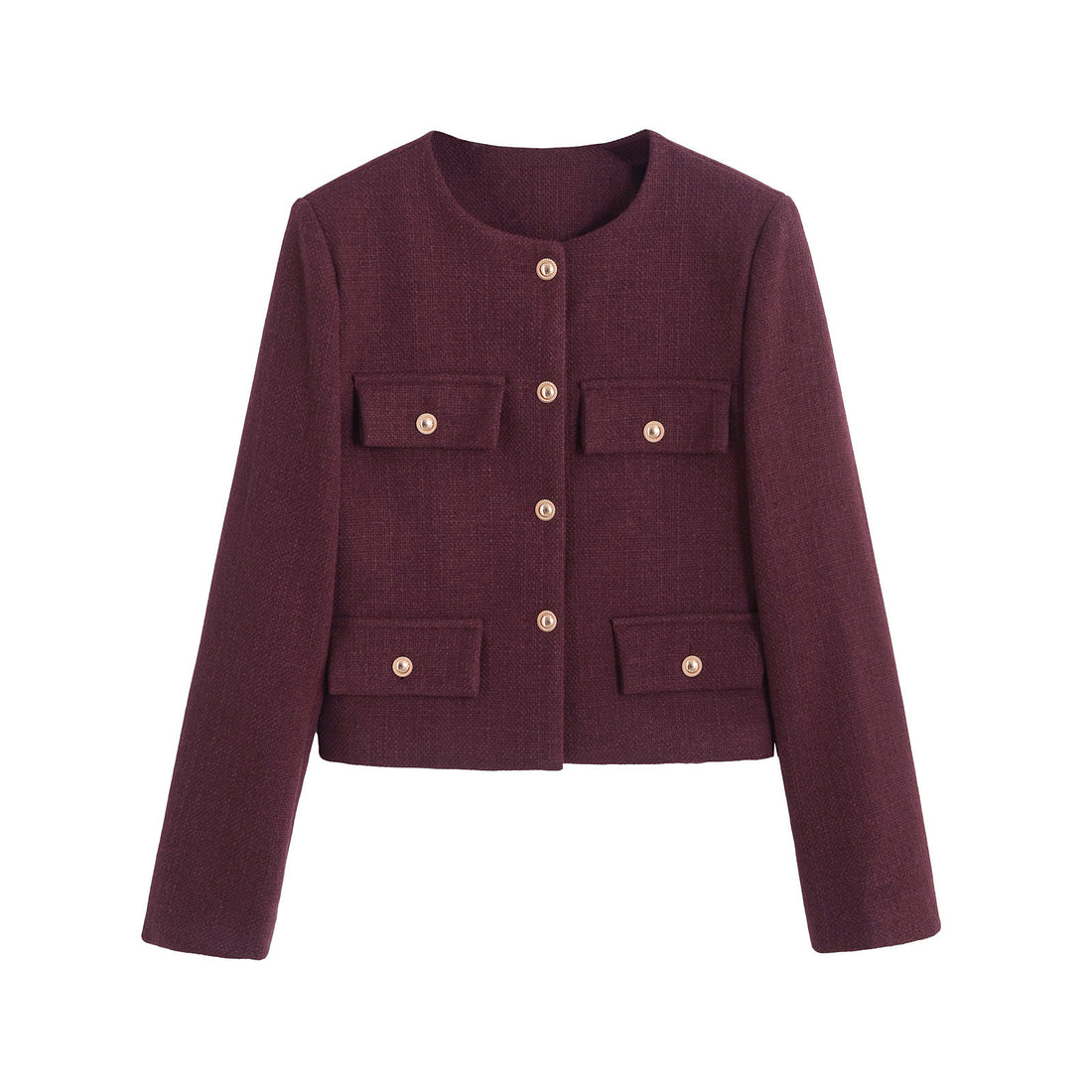 Sunday Bouclé Button Coat - Wine Red [CV0ZVDWC]