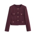 Sunday Bouclé Button Coat - Wine Red [CV0ZVDWC]