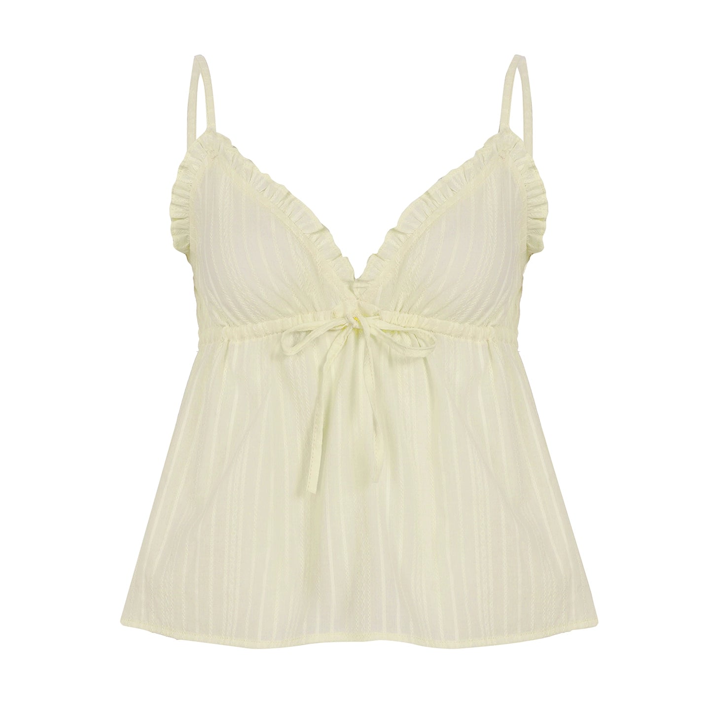Evelia Bow Ruffle Cami Top - Light Yellow