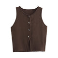 Novalee Cropped Knit Vest - Dark Brown [YYLMBPWK]