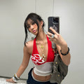 Farrah Colorblock Halter Top - Red [SV8MX9DN]