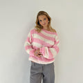 Johannah Striped Knit Sweater - Pink [8CF7Y6KQ]