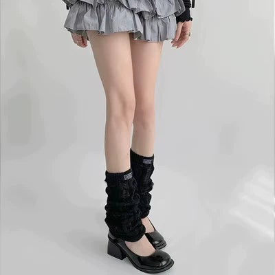 Sanvi Distressed Crew Socks - 1 Pair - Distressed Black [J0QX1K7X]