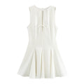 Amara Bow Mini Dress - White [DKJRFJGF]