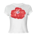 Tiara Red Floral Crop Top - White