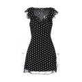 Davina Ruffled Polka Dot Mini Dress - Black [L29MDXXZ]