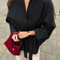 Leslie Belted V-Neck Jacket - Black [NEM3YJ7A]