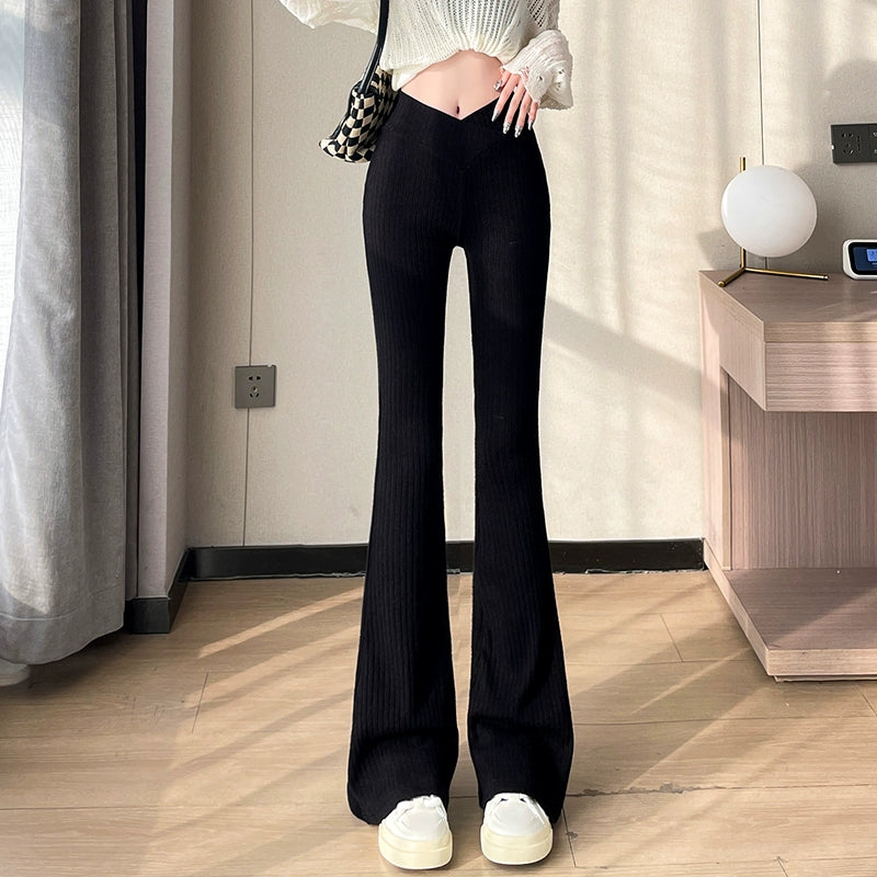 Makeda Knitted Flare Pants - Black [0NCOLKW8]
