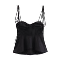 Quinnlyn Pleated Corset Top - Black [9XG723FL]