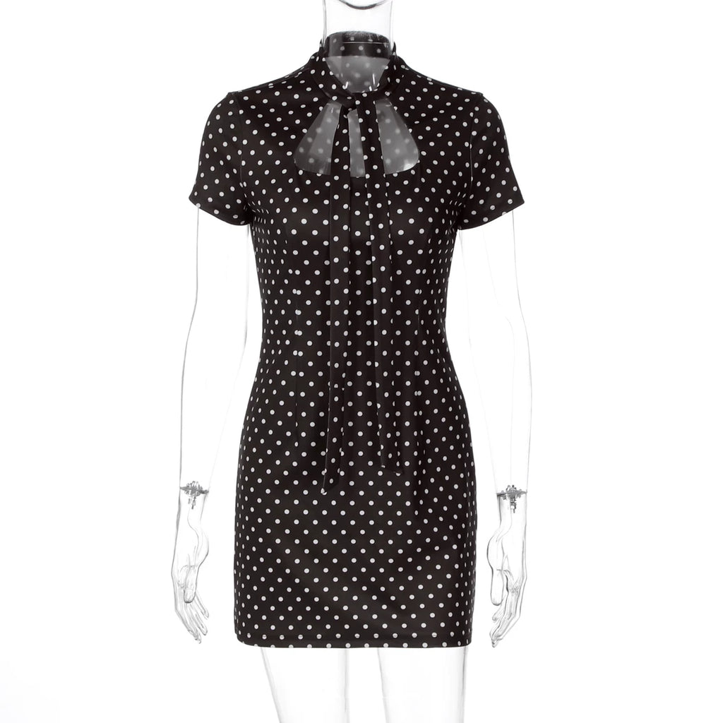 LaPose - Kamari Polka Dot Cutout Mini Dress - Coffee Color