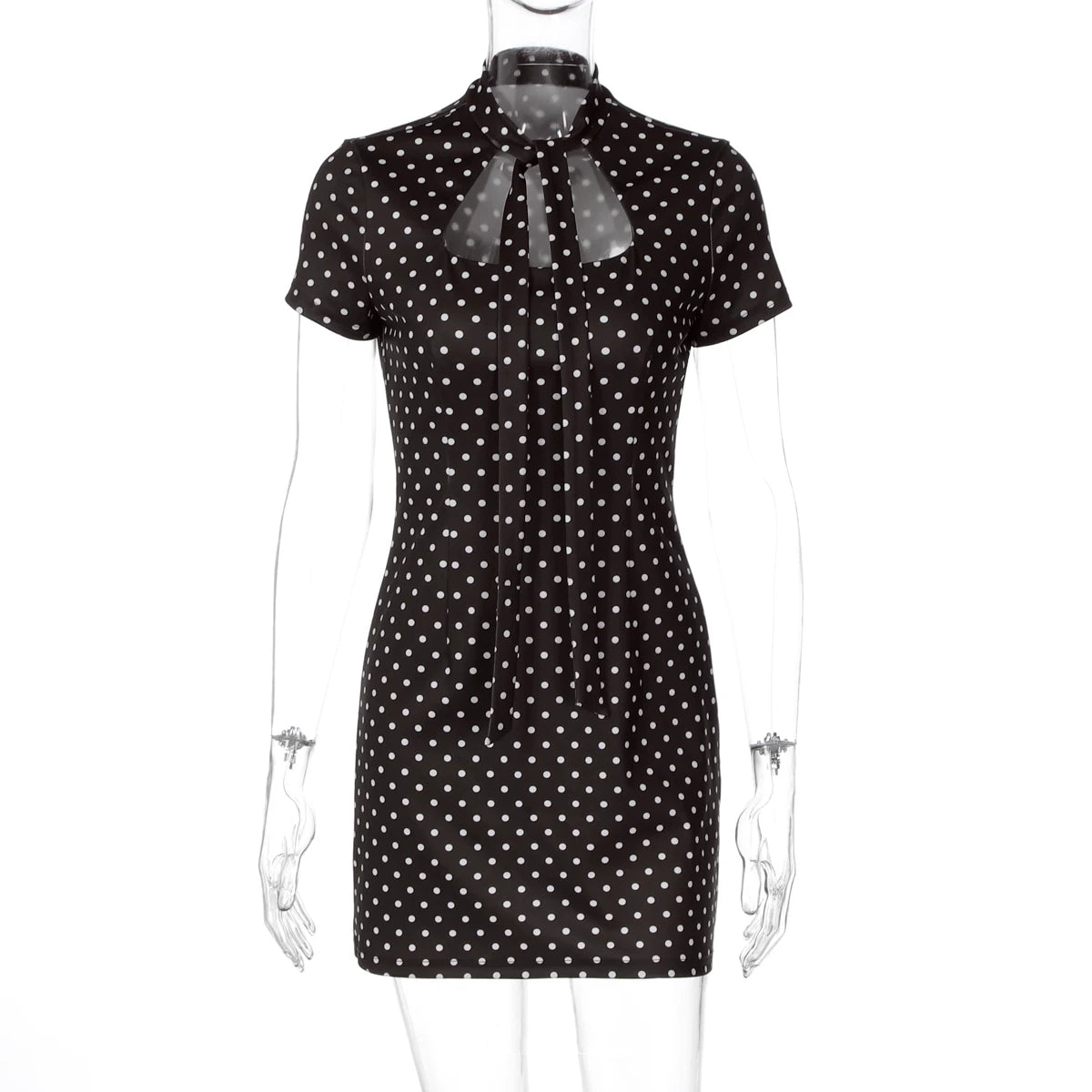 LaPose - Kamari Polka Dot Cutout Mini Dress - Coffee Color