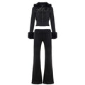 Hendrix Fluffy Rhinestone Lounge Set - Black Set [E9XG3592]