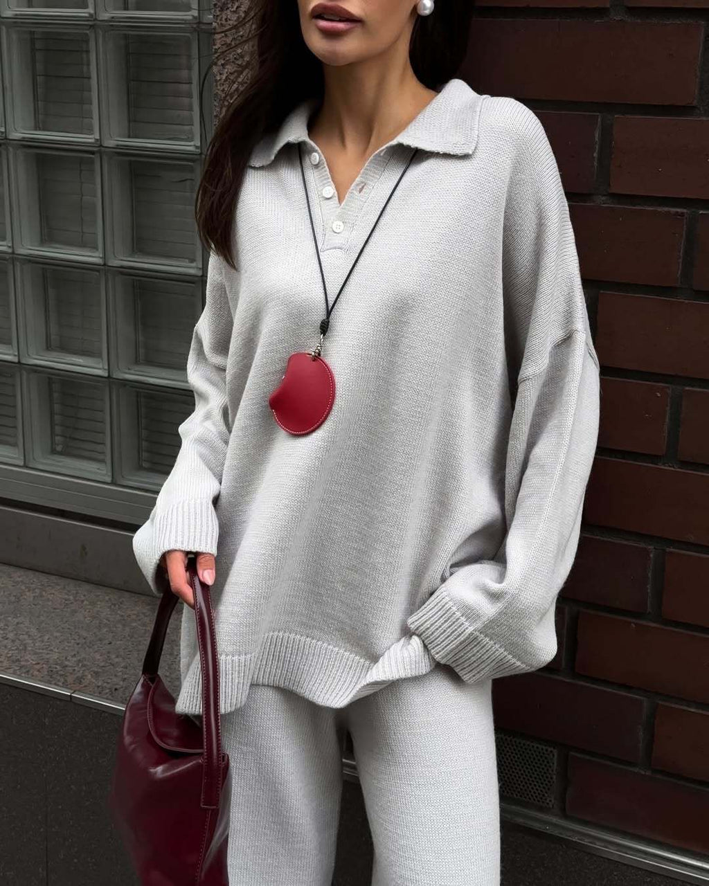 Amore Knit Polo Lounge Set - Grey [AGBH2WDS]