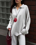 Amore Knit Polo Lounge Set - Grey [AGBH2WDS]