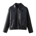 Brenna Lapel Faux Leather Jacket - Black [ICSBEI1H]