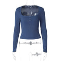 Rihanna Button-Up Square Collar Top - Haze Blue [Z4LYF9FX]