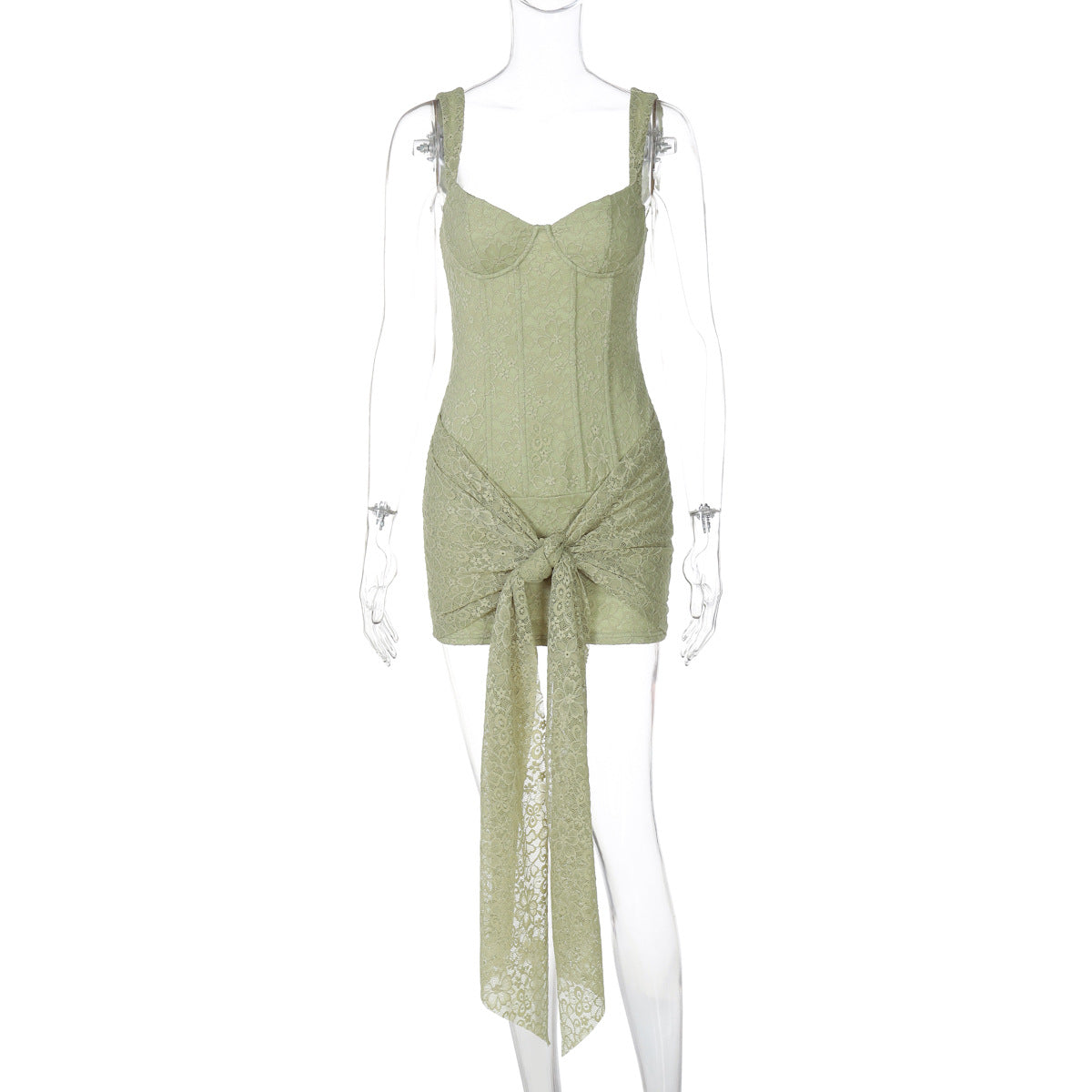 Daphne Lace Bodycon Mini Dress - Green [Z6S1KXEG]