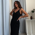 Goldy Bohemian Knit Maxi Dress - Black
