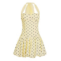Polka Dot Halterneck Bubble Mini Dress - Light Yellow [6PIXGYUL]
