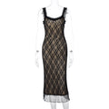 Anapaula Lace Sling Midi Dress - Black [FAUHWSSN]