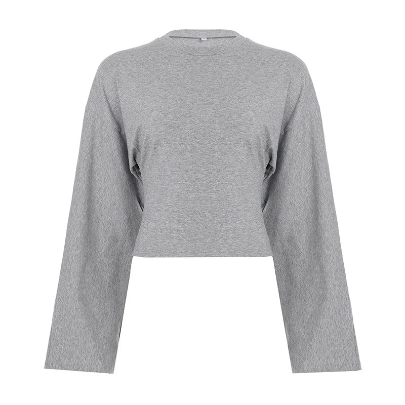 Abree Fitted Long Sleeve Top - Gray [05GQFZ6L]