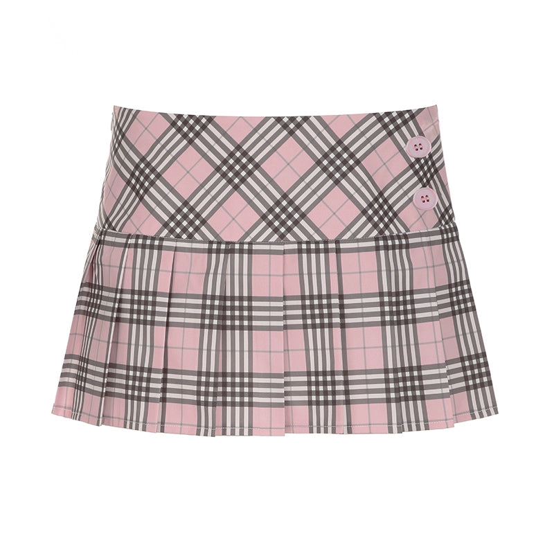Anayeli Plaid Pleated Mini Skirt - Pink [2NR40O9T]