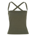 Ribbed Cross-Strap Backless Crop Top - Green [0KJIHHE4]