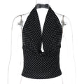 Tatum Polka Dot Halter Top - Black [Y8BJ71D9]